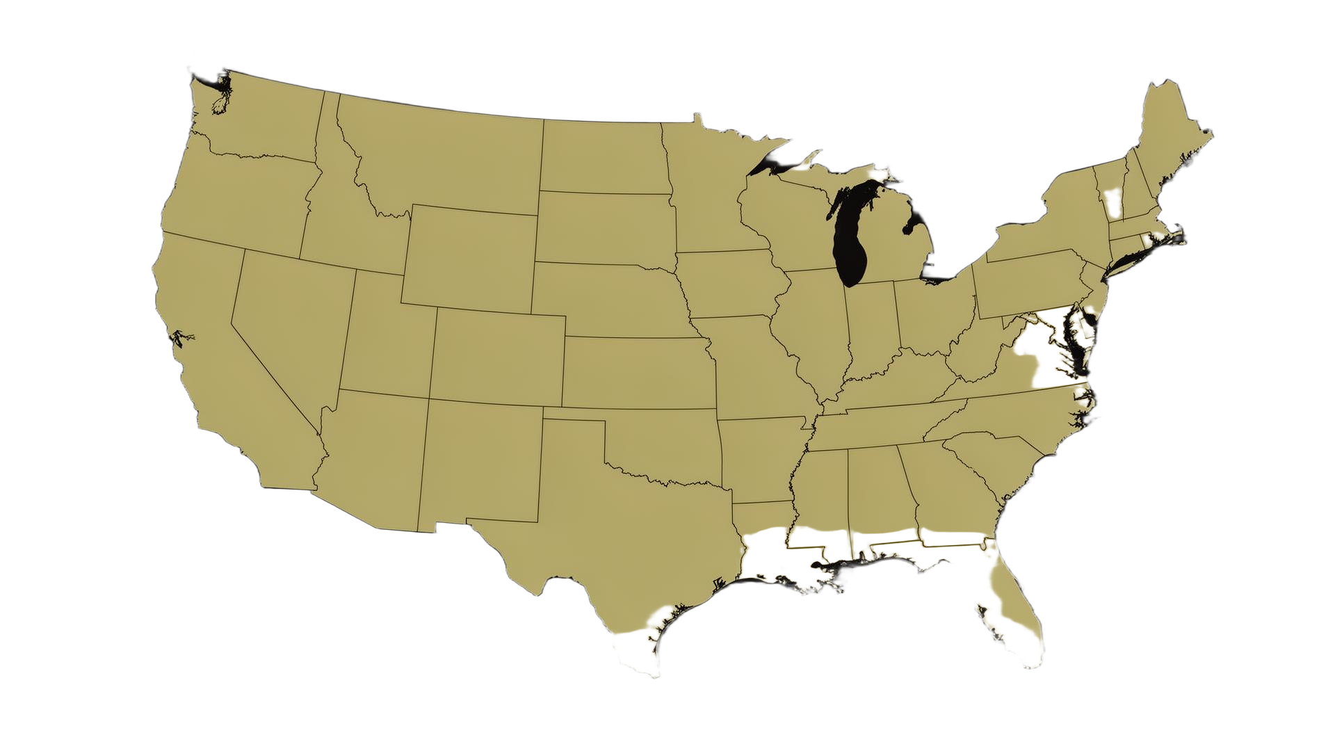 Map of the United States — NextGen Networks coverage area